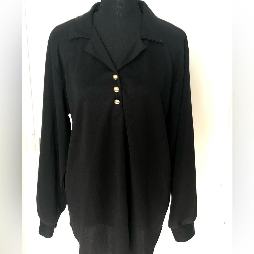 Village Fair Black Long-Sleeved Blouse- nice for work.